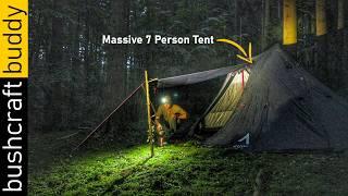 Thunderstorm Solo Overnight in Absurdly Large Tent | NORTENT KOIE 7 | Chili con Carne Dinner for One