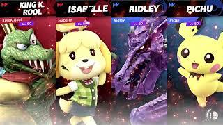 Super Smash Bros Ultimate Amiibo Fights  – Request #24737 K Rool & Isabelle vs Ridley & Pichu