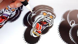 Tattoo Design Shading and Colouring Tips | Gorilla from 3 Angles