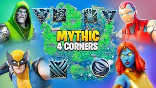 Fortnite 4 Corner Boss Mythic Challenge! Doctor Doom, Wolverine, Iron Man, Mystique Vault & KeyCard