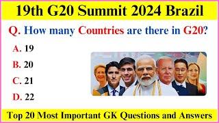 G20 Summit 2024 Current Affairs | Summits and Conferences 2024 | G20 Current Affairs 2024