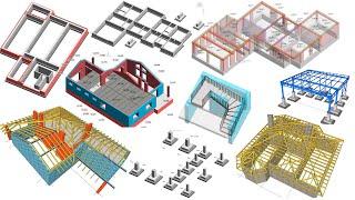 Обзор моих проектов 2023 - Фундаменты, Перекрытия, Крыши, Лестницы, Каркасы