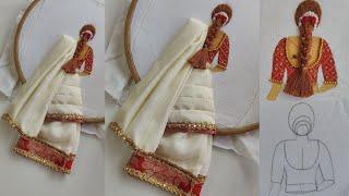 Embroidery hoop art || Saree draping embroidery || handmade wedding embroidery hoop making