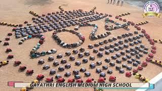 Gayathri school students create a human formation of 2024 New year and drill.