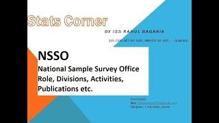 NSSO | ISS | National Sample Survey Office | Stats Corner