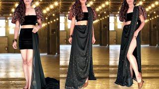 How To Drape Sari Like Designer Saree Gown | Saree Draping As Readymade Sari Gown