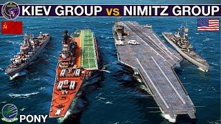 450 Miles 1980's Kiev Carrier Group vs 1980's Nimitz Carrier Group | Sea Power