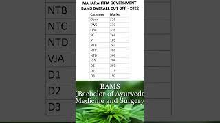 | Maharashtra Government BAMS Overall Cut Off -2022|#ytshorts #neet2023 #yt20 #neetcounseling