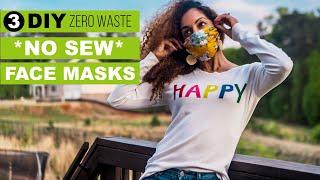 3 DIY *NO SEW* FACE MASKS | Zero Waste Tutorial