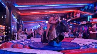 LIVE - CRAZY MACHANICAL BULL RIDING in BENIDORM Spain 4k 2025