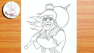 God Hanuman Drawing Tutorial | Pencil Drawing for Beginners | Bajrangbali Drawing