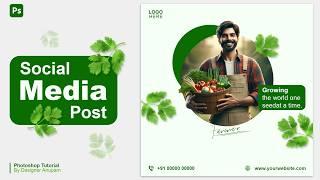 Farmer Social Media Post In Photoshop | Photoshop Tutorial | Social Media Post