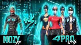 NOZY ️ vs 4 TRYHARDS GIRL | Free Fire 1vs4 Gameplay 