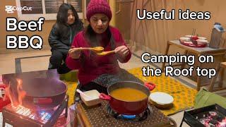 Useful ideas | camping on Roof top | Beef BBQ | chicken soup | beef karahi | #shaguftanstyle #ideas