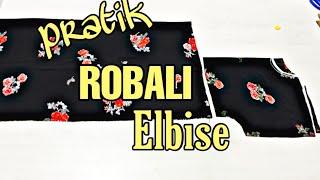 PRATİK ROBALI TESETTÜR ELBİSE kesimi ve dikimi #robalıelbise #pratikrobalıelbise #büzgülüelbise