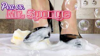 Pea vs. Mr. Sponge! High Heels Crushing Things! Oddly Satisfying! ASMR