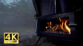 wood stove and the sound of rain.