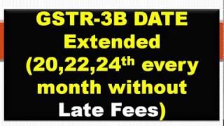 GSTR 3B Filing DUE DATE Extended 20,22,24th every month without Late Fees Latest Press Release-GSTN