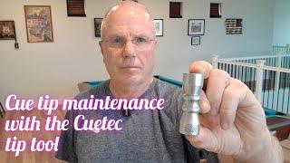 Pool cue tip maintenance with the Cuetec tip tool.