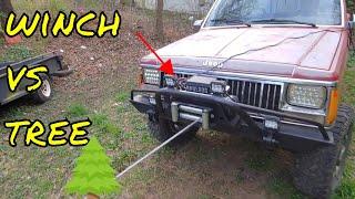 Harbor Freight Badland 12000 pound winch vs tree