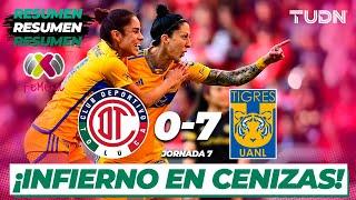 Resumen y goles | Toluca 0-7 Tigres| Liga Mx Femenil- CL2024 J7 | TUDN