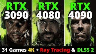 RTX 3090 vs RTX 4080 vs RTX 4090 - 31 Games 4K + Ray Tracing & DLSS 2 Performance Comparison