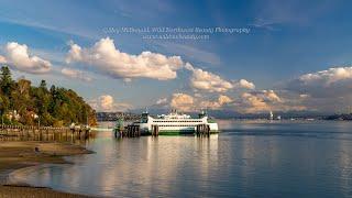 Low Tide Ferry and Rainier Sunset Beauty (4K Time Lapse)