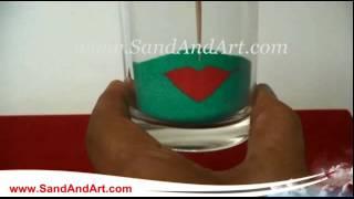 How to make a red heart by sand art in a cup and customized gift