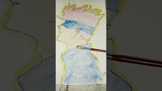 Gojo satoru water colour drawing#trending#sketch with pratham#gojo#anime