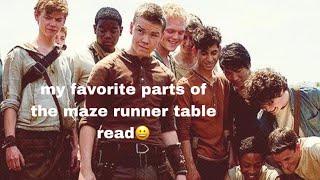 my favorite parts in the maze runner table read