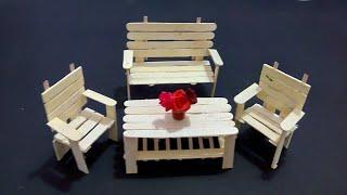 DIY Miniature garden chair & table | How to make miniature furniture for dolls | Woodprix crafts