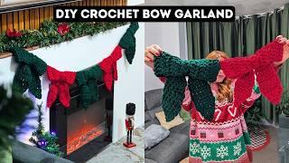 How to Crochet a Bow Garland | Perfect Crochet Christmas Decoration | Brunaticality