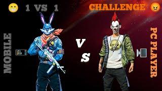 CHALLENGE 1 VS 1 CUSTOM - PC PLAYER VS MOBILEPLAYER  HEADSHOT ONLY- FREE FIRE LIVE #SHORTSFEED