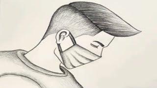 Easy Masked Man Drawing Picture | Very Easy Pencil Drawing | School Masked Man Drawing | M Raza Arts