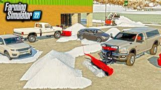 SNOWPLOWING AFTER BLIZZARD! (CAR'S STRANDED) | FARMING SIMULATOR 22