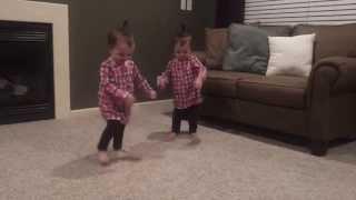 19 Month Old Twins Dancing to Daddy's Guitar