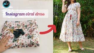 trending full circular frill frock cutting stitching/Instagram virul frill dress/meesho kurti/#dress