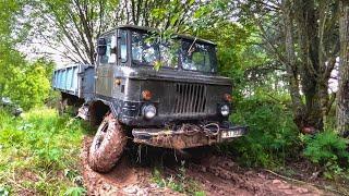 Never do this off road! The Soviet truck GAZ-66 on difficult off-road