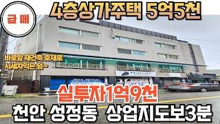 NO. 163 천안성정동4층상가주택급매 5억5천 실투2억초반 주인세대거주하며 상가운영가능