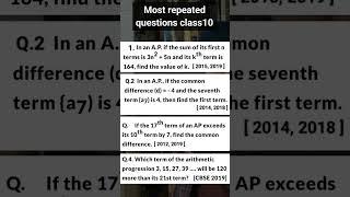 most repeated questions in maths class 10 | most repeated questions in cbse class 10 maths #shorts