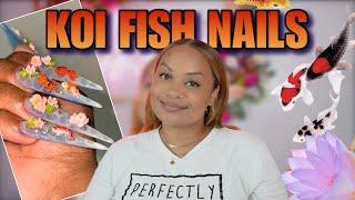 EASY Koi Fish XL Stiletto Nails   | HARD BUILDER GEL NAILS