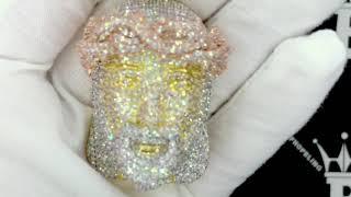 3 Tone Pave Jesus Piece CZ Hip Hop Bling Iced Out Pendant