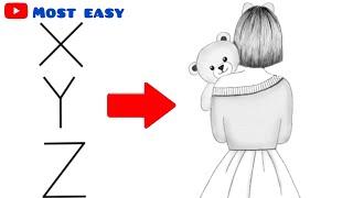 How to draw a girl holding teddy bear | Girl drawing step by step | Easy pencil sketch for beginners