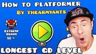 Playing "How to Platformer" UNTIL I BEAT IT - LONGEST DEMON IN GEOMETRY DASH