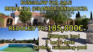 €185,000--SUPERB BUNGALOW with GARDEN, POOL AND 2500 m2 PLOT, FOR SALE IN ANDALUCIA