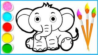 How to Draw easy baby elephant | painting for kids toddlers | Elephant Drawing