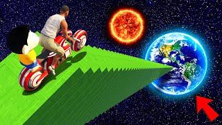 SHINCHAN AND FRANKLIN TRIED THE IMPOSSIBLE STAIRWAY TO SPACE CARS BIKES PARKOUR CHALLENGE GTA 5