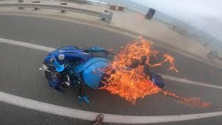 Bike sets on fire 