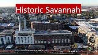 Downtown Savannah, Georgia 4K Drone Footage with Place Names and Landmarks