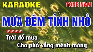 Karaoke Mưa Đêm Tỉnh Nhỏ Tone Nam Nhạc Sống | Nguyễn Linh